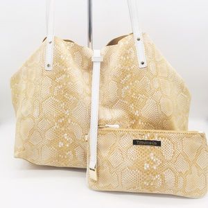 Tiffany Python Print Suede Tote Bag